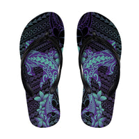 Purple Paradise Hawaii Flip Flops Hammerhead Shark Tattoo Curve Polynesian - Polynesian Pride