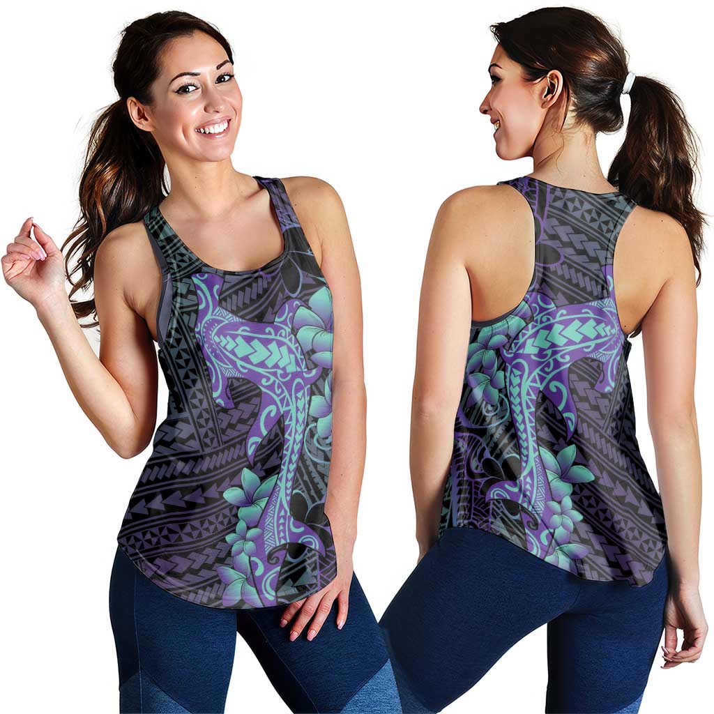 Purple Paradise Hawaii Women Racerback Tank Hammerhead Shark Tattoo Curve Polynesian - Polynesian Pride