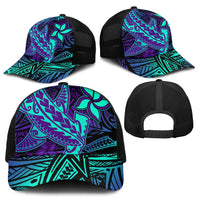 Purple Paradise Polynesian Baseball Net Cap Hawaiian Tribal Hammerhead Shark - Polynesian Pride