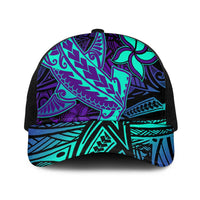 Purple Paradise Polynesian Mesh Trucker Cap Hawaiian Tribal Hammerhead Shark - Polynesian Pride