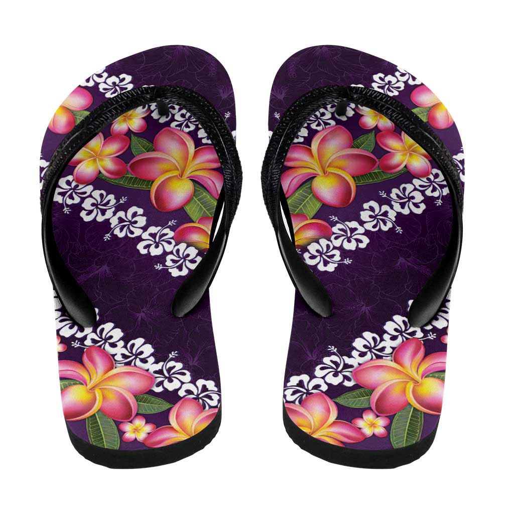 Purple Polynesia Flip Flops Plumeria Hibiscus Tropical Vibes - Polynesian Pride