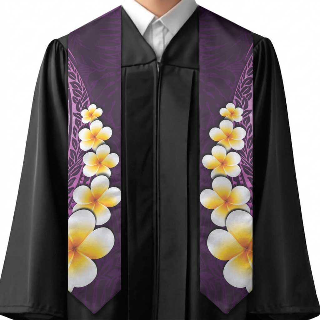 Purple Polynesia Graduation Stole Plumeria Tropical Leaves With Galaxy Polynesian Art