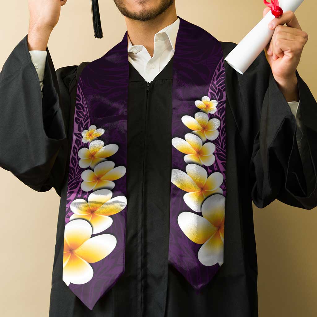 Purple Polynesia Graduation Stole Plumeria Tropical Leaves With Galaxy Polynesian Art