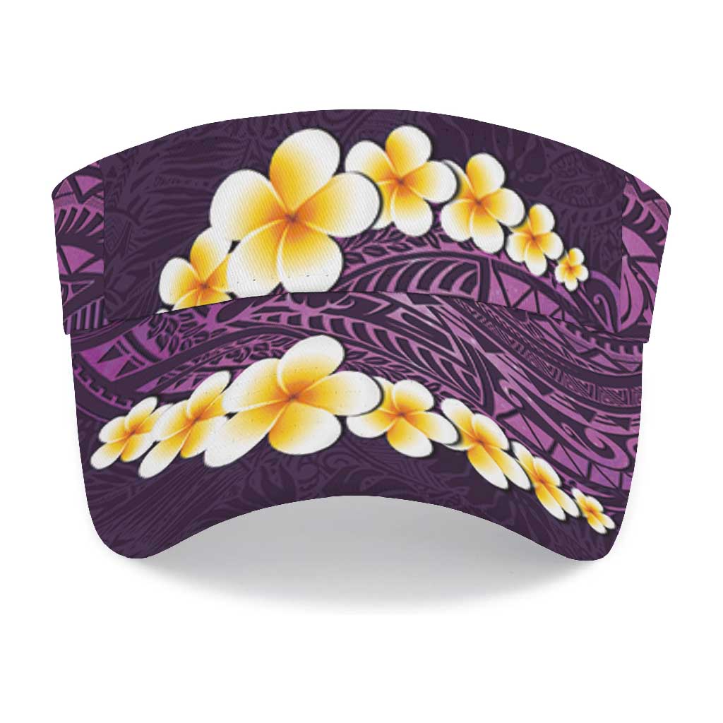 Purple Polynesia Sun Visor Cap Plumeria Tropical Leaves With Galaxy Polynesian Art