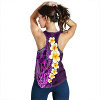 Purple Polynesia Women Racerback Tank Plumeria Tropical Leaves With Galaxy Polynesian Art - Polynesian Pride