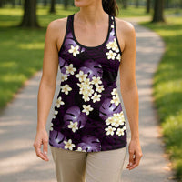 Purple Tropical Hawaii Hollow Tank Top Seamless Monstera Plumeria Hawaiian Pattern - Polynesian Pride