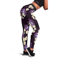Purple Tropical Hawaii Leggings Seamless Monstera Plumeria Hawaiian Pattern - Polynesian Pride