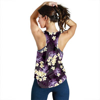 Purple Tropical Hawaii Women Racerback Tank Seamless Monstera Plumeria Hawaiian Pattern - Polynesian Pride