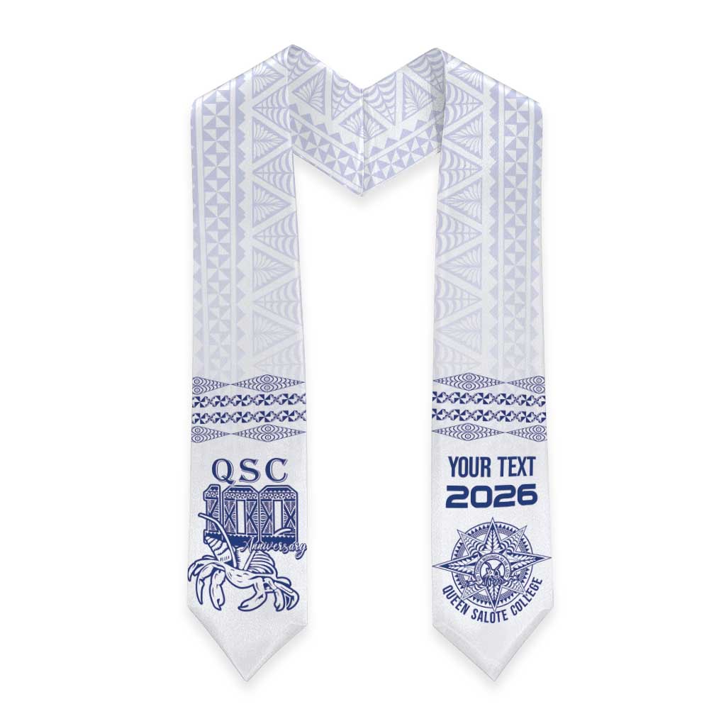 Queen Salote College 100 Years Anniversary Custom Graduation Stole Tonga QSC White