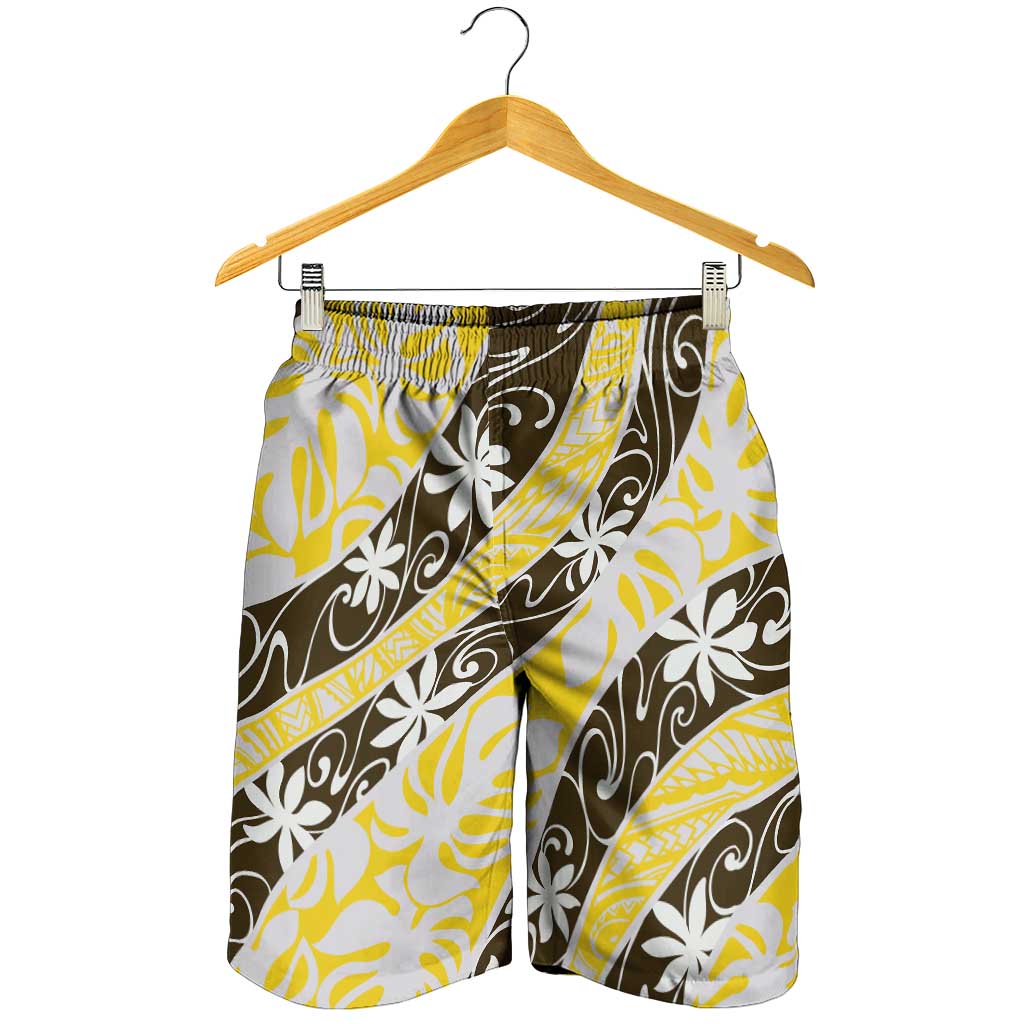 Rearea Tahiti Tiare Monstera Shorts for Men Polynesian Pattern Curve Style - Polynesian Pride