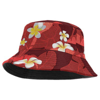Red Banana Leaf Hawaii Bucket Hat Lau Maia Plumeria Tropical Summer Vibes