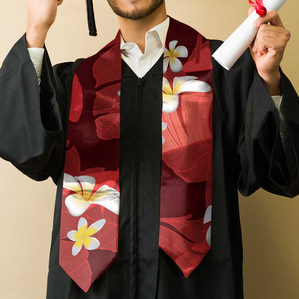 Red Banana Leaf Hawaii Graduation Stole Lau Maia Plumeria Tropical Summer Vibes