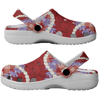 Red Hawaii Palaka Honohono Pikake Clogs Shoes Hawaiian Orchid Lei Polynesian Pattern - Polynesian Pride