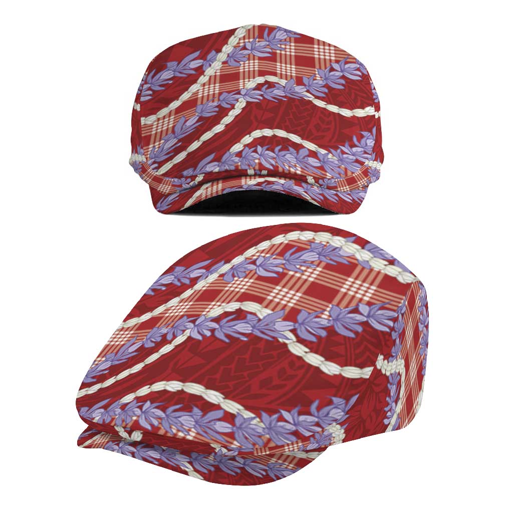 Red Hawaii Palaka Honohono Pikake Jeff Hat Hawaiian Orchid Lei Polynesian Pattern - Polynesian Pride