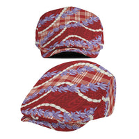 Red Hawaii Palaka Honohono Pikake Jeff Hat Hawaiian Orchid Lei Polynesian Pattern - Polynesian Pride