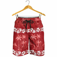 Red Hawaii Palm Tree Hibiscus Shorts for Men Fantasy Summer Vibe LT01 - Polynesian Pride