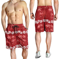 Red Hawaii Palm Tree Hibiscus Shorts for Men Fantasy Summer Vibe LT01 - Polynesian Pride