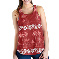 Red Hawaii Palm Tree Hibiscus Women Racerback Tank Fantasy Summer Vibe LT01 - Polynesian Pride