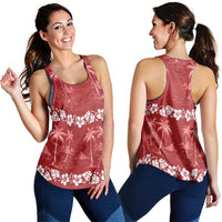 Red Hawaii Palm Tree Hibiscus Women Racerback Tank Fantasy Summer Vibe LT01 - Polynesian Pride