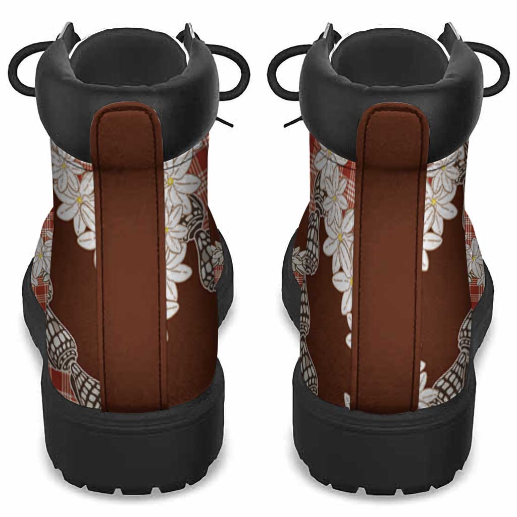 Red Hawaii Tiare and Shell Lei All Season Boots Hawaiian Palaka Luxury Vibes - Polynesian Pride