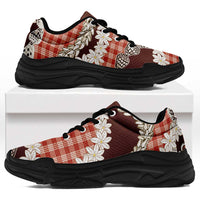 Red Hawaii Tiare and Shell Lei Chunky Sneakers Hawaiian Palaka Luxury Vibes - Polynesian Pride