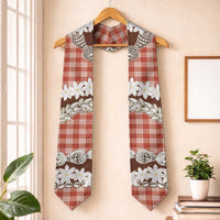 Red Hawaii Tiare and Shell Lei Graduation Stole Hawaiian Palaka Luxury Vibes - Polynesian Pride
