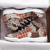 Red Hawaii Tiare and Shell Lei Sneakers J11 Hawaiian Palaka Luxury Vibes - Polynesian Pride
