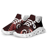 Red New Zealand Clunky Sneakers Aotearoa Silver Fern With Manaia Maori Unique