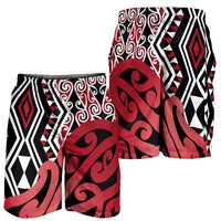 Red New Zealand Shorts for Men Aotearoa Kowhaiwhai Mix Taniko Art LT14
