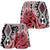 Red New Zealand Shorts for Women Aotearoa Kowhaiwhai Mix Taniko Art