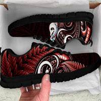 Red New Zealand Sneakers Aotearoa Silver Fern With Manaia Maori Unique LT14 Red - Polynesian Pride