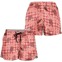 Red Palaka Hawaii Cowboy Shorts for Women Puakenikeni Lei Paniolo Papale Seamless Vibes LT14 - Polynesian Pride