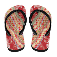 Red Palaka Hawaii Leis Flip Flops Hawaiian-plaid Elegant Tropical Vibes - Polynesian Pride