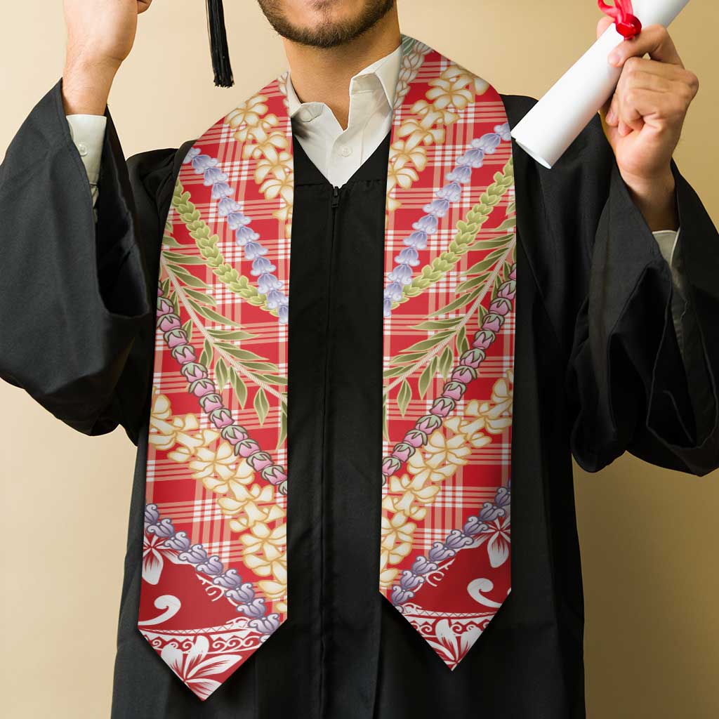 Red Palaka Hawaii Leis Graduation Stole Hawaiian-plaid Elegant Tropical Vibes - Polynesian Pride