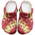 Red Palaka Hawaii Mele Kalikimaka Clogs Shoes Ohia Lehua Monstera Puakenikeni Lei - Polynesian Pride