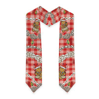 Red Palaka Hawaii Mele Kalikimaka Graduation Stole Ohia Lehua Shell Leis Funny Gingerbread Santa - Polynesian Pride