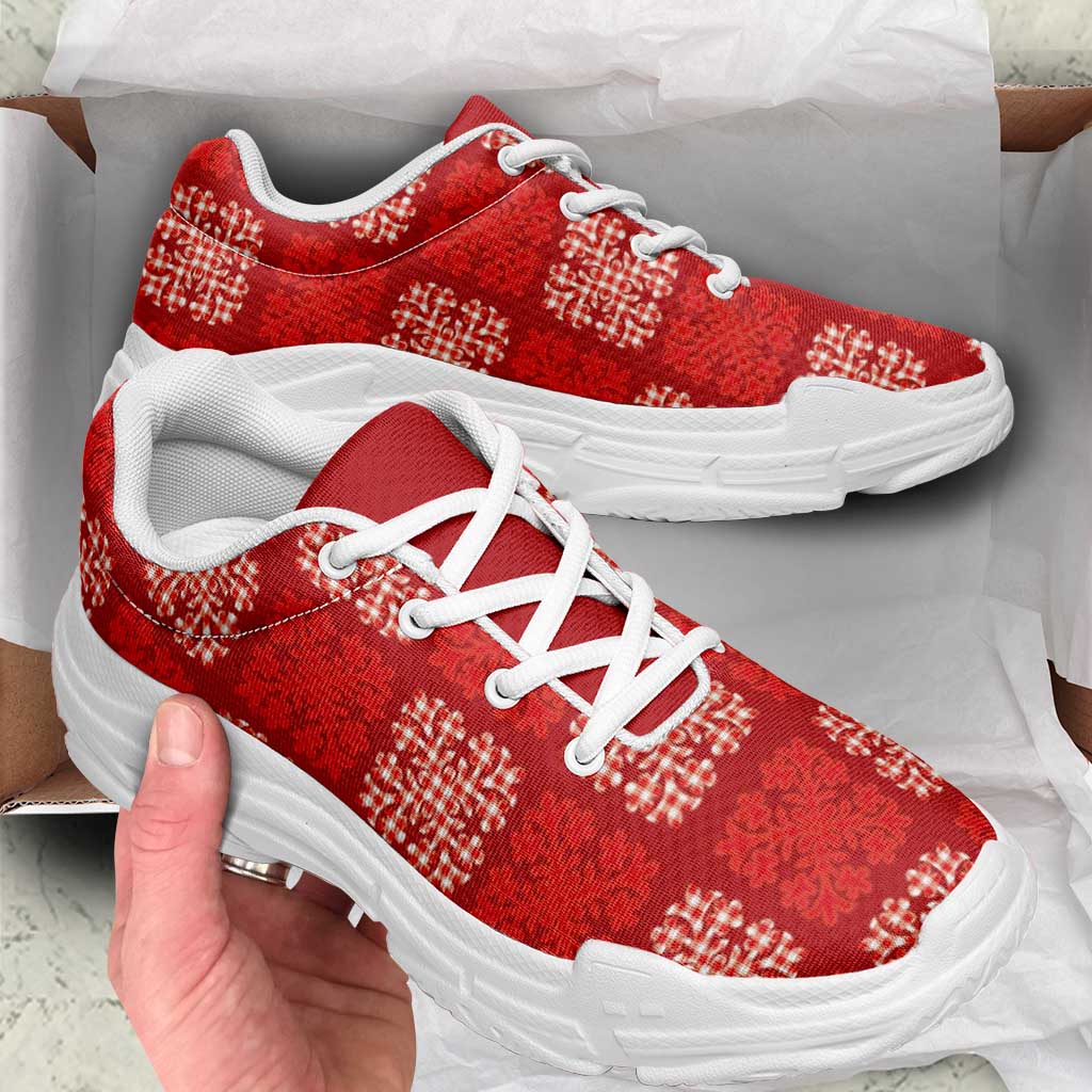 Red Palaka Quilt Hawaii Chunky Sneakers Traditional Hawaii-plaid Pattern - Polynesian Pride