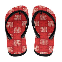 Red Palaka Quilt Hawaii Flip Flops Traditional Hawaii-plaid Pattern - Polynesian Pride