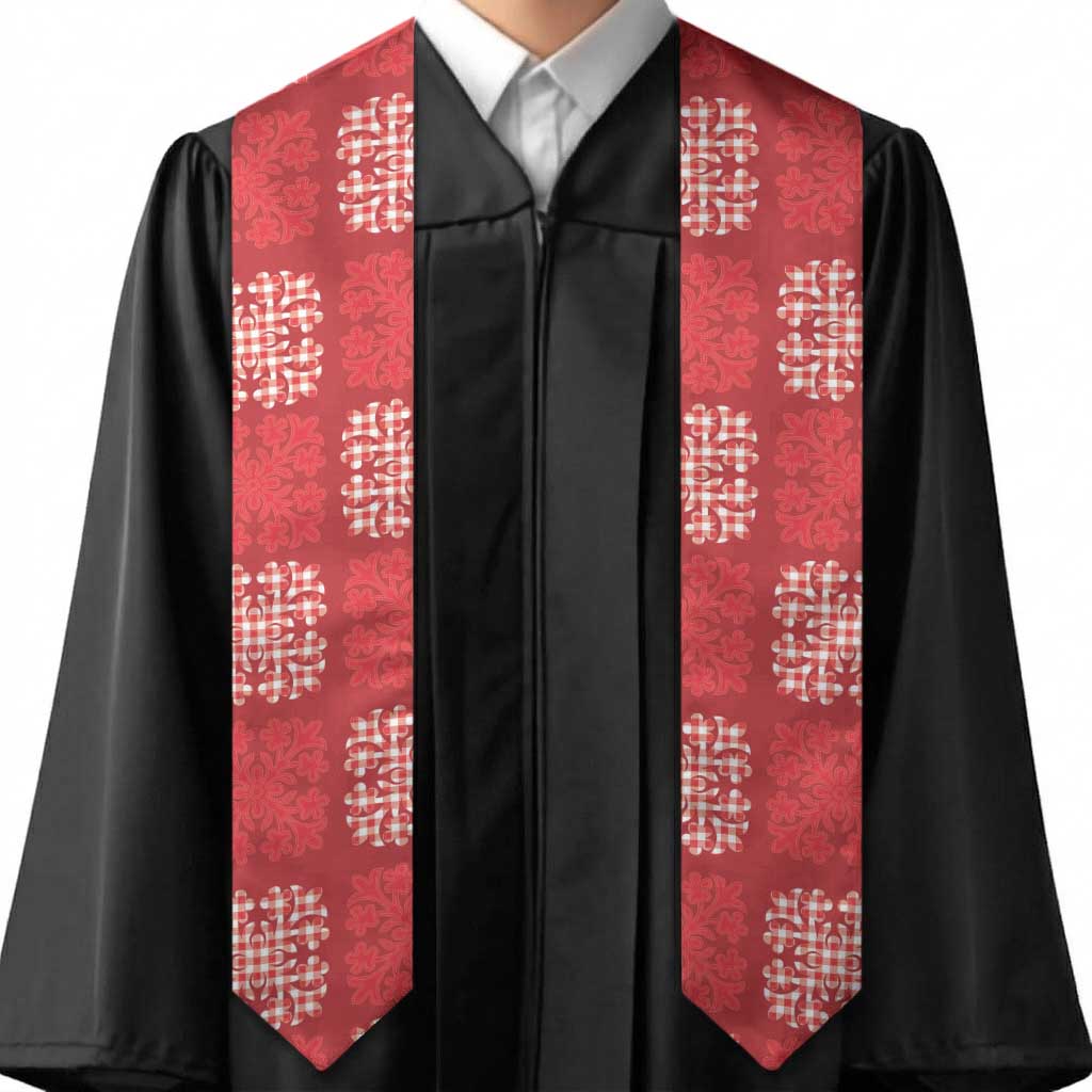 Red Palaka Quilt Hawaii Graduation Stole Traditional Hawaii-plaid Pattern - Polynesian Pride