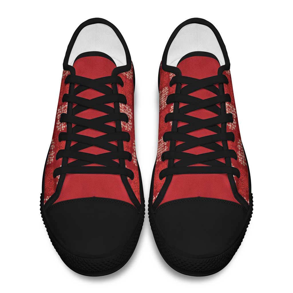 Red Palaka Quilt Hawaii Low Top Shoes Traditional Hawaii-plaid Pattern - Polynesian Pride