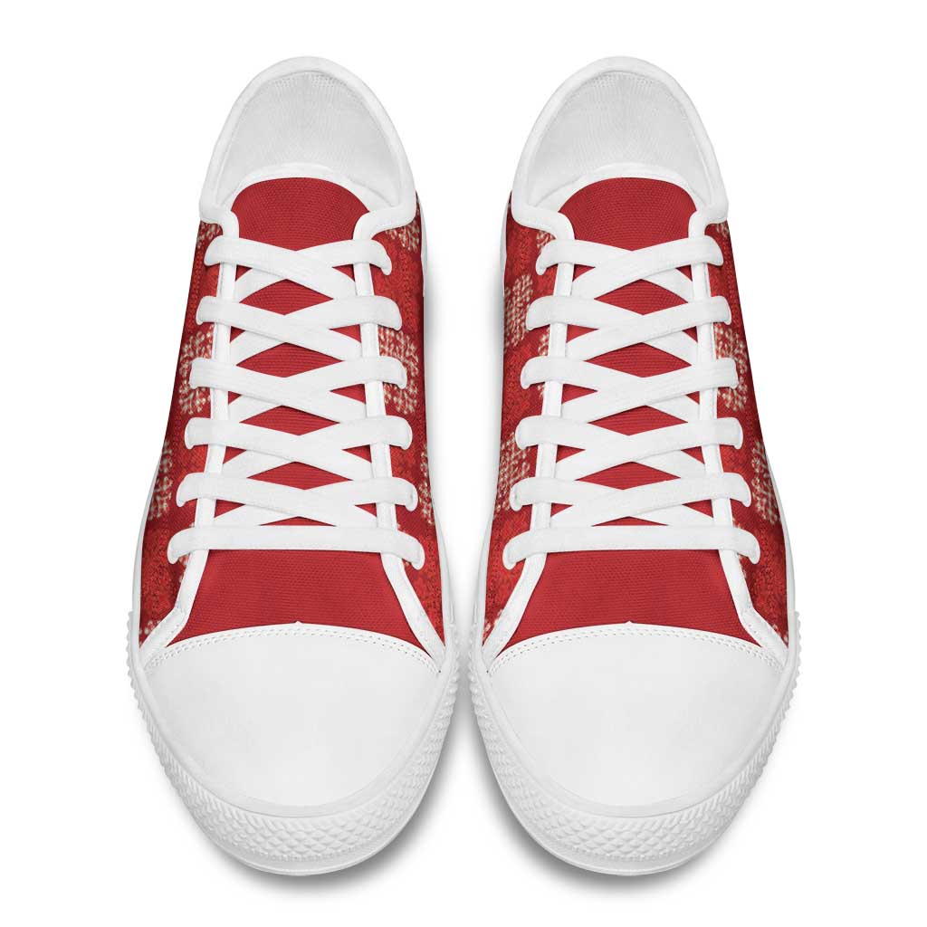 Red Palaka Quilt Hawaii Low Top Shoes Traditional Hawaii-plaid Pattern - Polynesian Pride