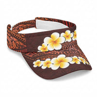 Red Polynesia Sun Visor Cap Plumeria Tropical Leaves With Galaxy Polynesian Art