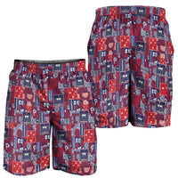 Red Samoa Manuia Le Kerisimasi Shorts for Men Pacific Patchwork Xmas Vibes - Polynesian Pride