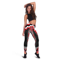 Red Taniko Aotearoa Leggings Niho Taniwha Mix Poutama LT14