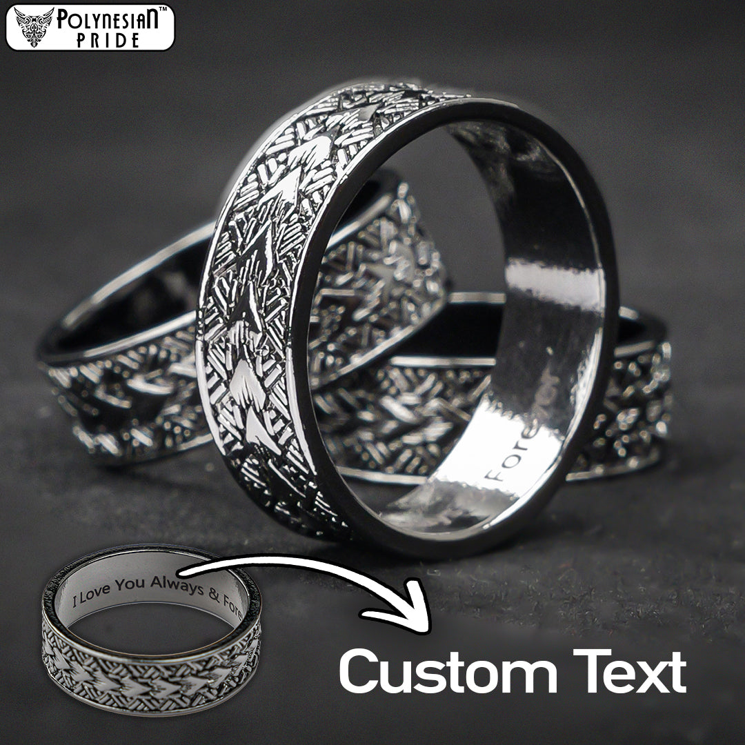 Polynesian Wedding Band, Samoan Arrow Pattern Ring, Custom Engraved Tribal Ring, Men's Island Style Ring, Cultural Jewelry Gift - Polynesian Pride