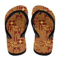 Rotuma Faiakse'ea 'e Kirisimasi Flip Flops Pacific Patchwork Xmas Vibes - Polynesian Pride