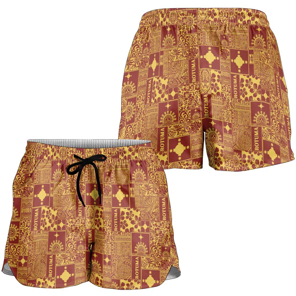 Rotuma Faiakse'ea 'e Kirisimasi Shorts for Women Pacific Patchwork Xmas Vibes - Polynesian Pride