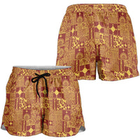 Rotuma Faiakse'ea 'e Kirisimasi Shorts for Women Pacific Patchwork Xmas Vibes - Polynesian Pride