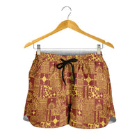 Rotuma Faiakse'ea 'e Kirisimasi Shorts for Women Pacific Patchwork Xmas Vibes - Polynesian Pride