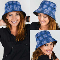 Royal Blue Hawaiian Quilt Bucket Hat Hawaii Pineapple Monstera Palaka Motifs - Polynesian Pride
